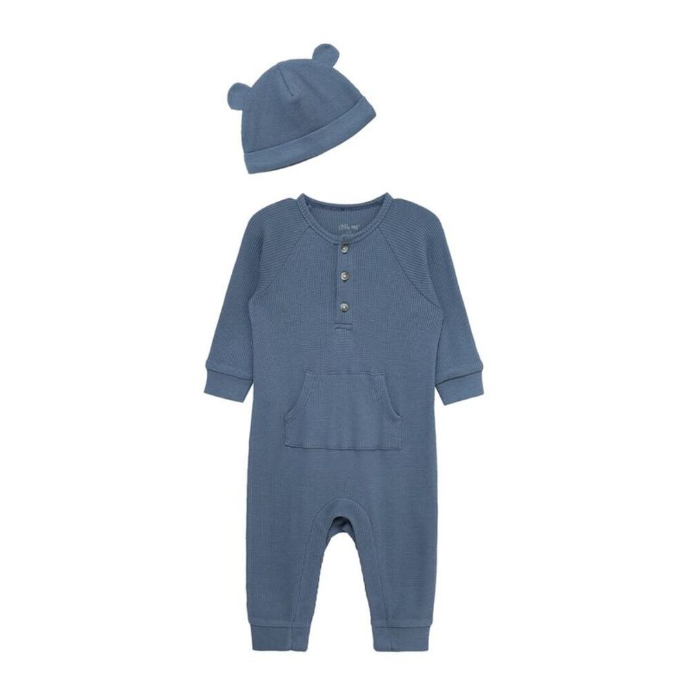 Little Me Baby-Boys Coverall & Hat Set, Blue